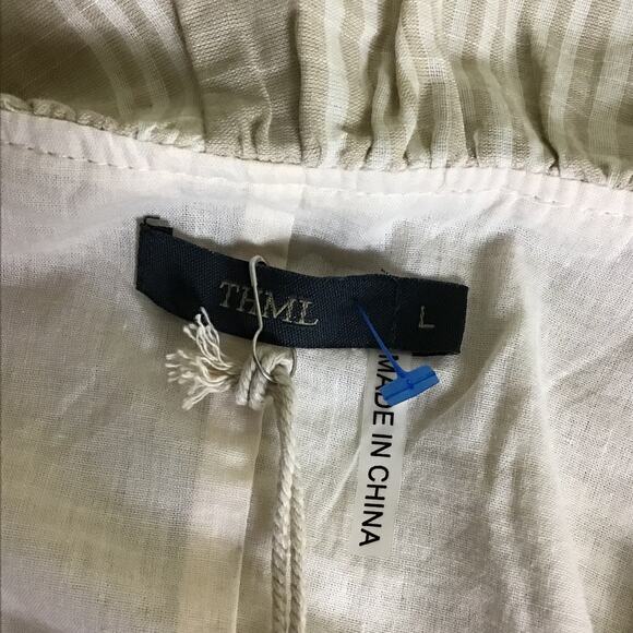 THML Dress Women Sz Large NWT Tan Summer Sleeveless lined Ruffle knee le… - Picture 9 of 9